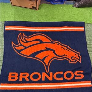 Broncos Navy and Orange Fleece Throw Blanket